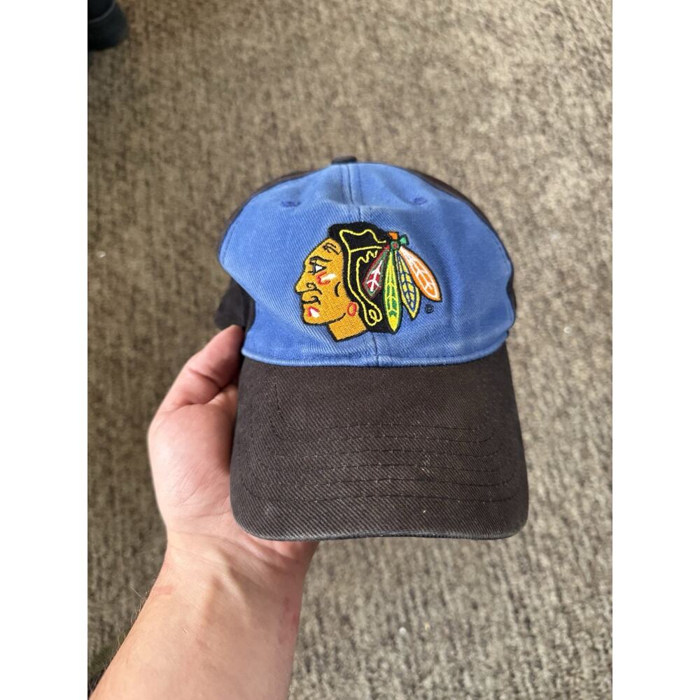 Vintage Chicago Blackhawks Kick10 Pro Gear Pepsi Promo Hat Strapback Blue Black